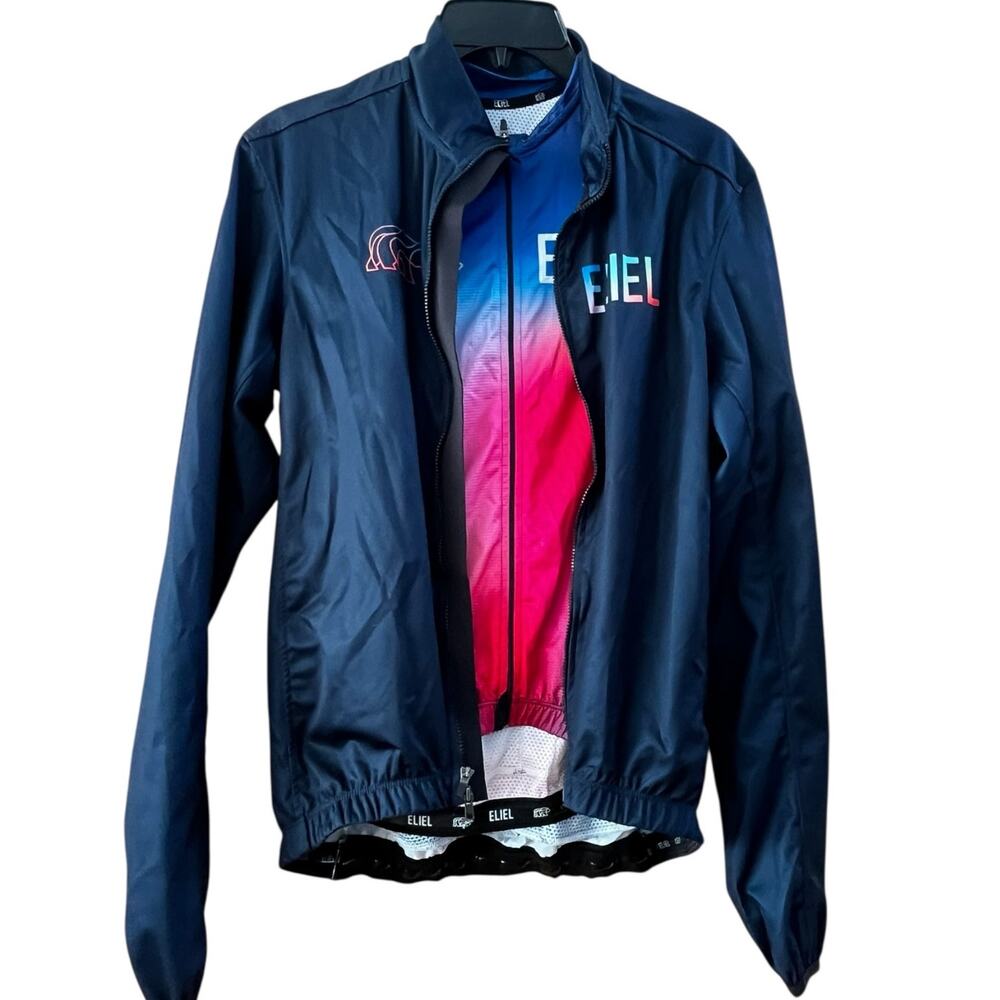 ELIEL 2022 Cycling Jersey & Windbreaker Jacket | Mens M, Blue Multi *EUC*
